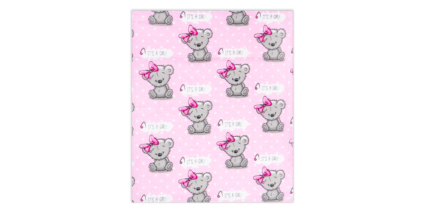 Pieluchocerata flanelowa miś girls róż